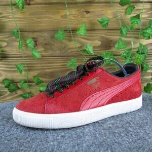 PUMA Women's Clyde Rare Sneaker Red Leather Sz 6‎ Medium Gently Used 2025